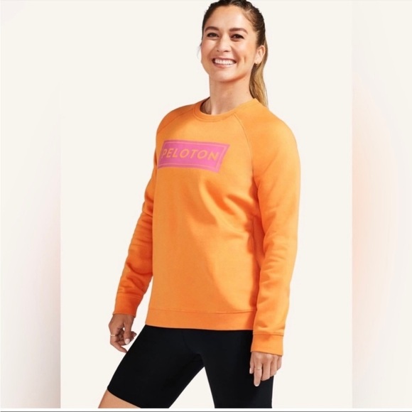 Peloton, orange and pink crewneck logo sweatshirt, size medium - Picture 3 of 8